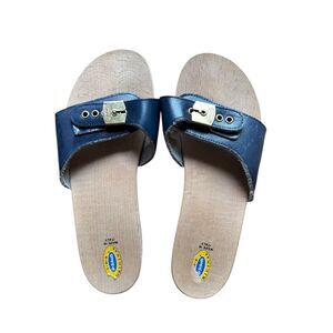 Dr. Scholl’s Vintage Original Exercise Sandals Wood Sole Navy Blue Women's 7.5 I